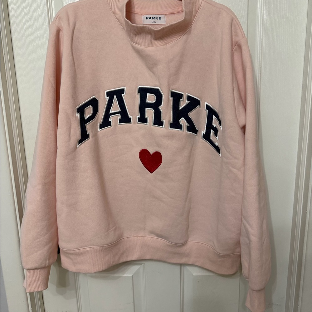 Parke Peony Heart Varsity Mockneck large / xl new - Picture 2 of 7
